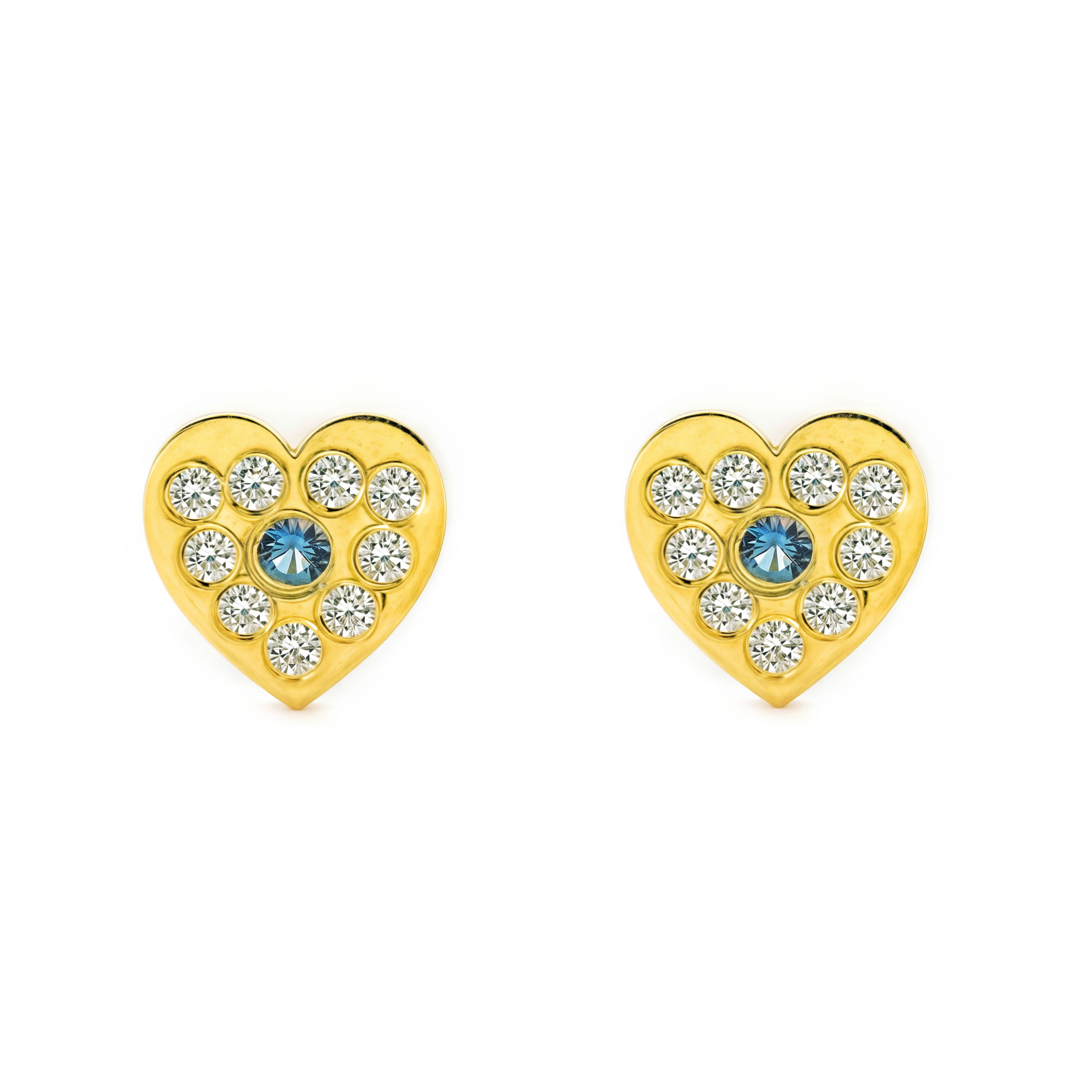 Gioielli Donna Regalo Orecchini Cuore Mondepetit - Zircone Oro Giallo 9K Con Scatola Regalo Orecchini Ragazza Cuore