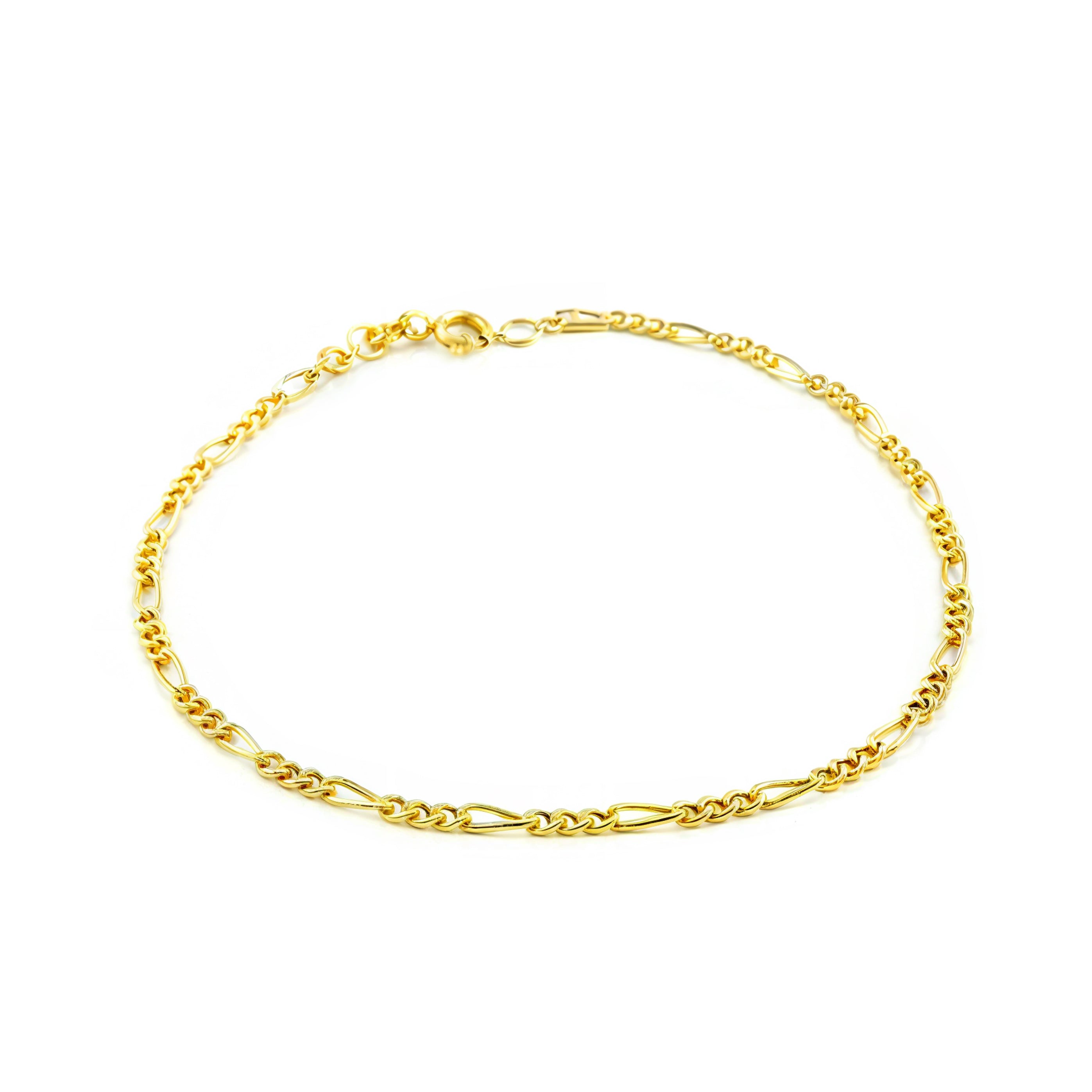 Bracciale Donna Oro Giallo 18K Figaro 3X1 - Mondepetit - Lunghezza 20 Cm - Con Scatola Regalo E Certificato