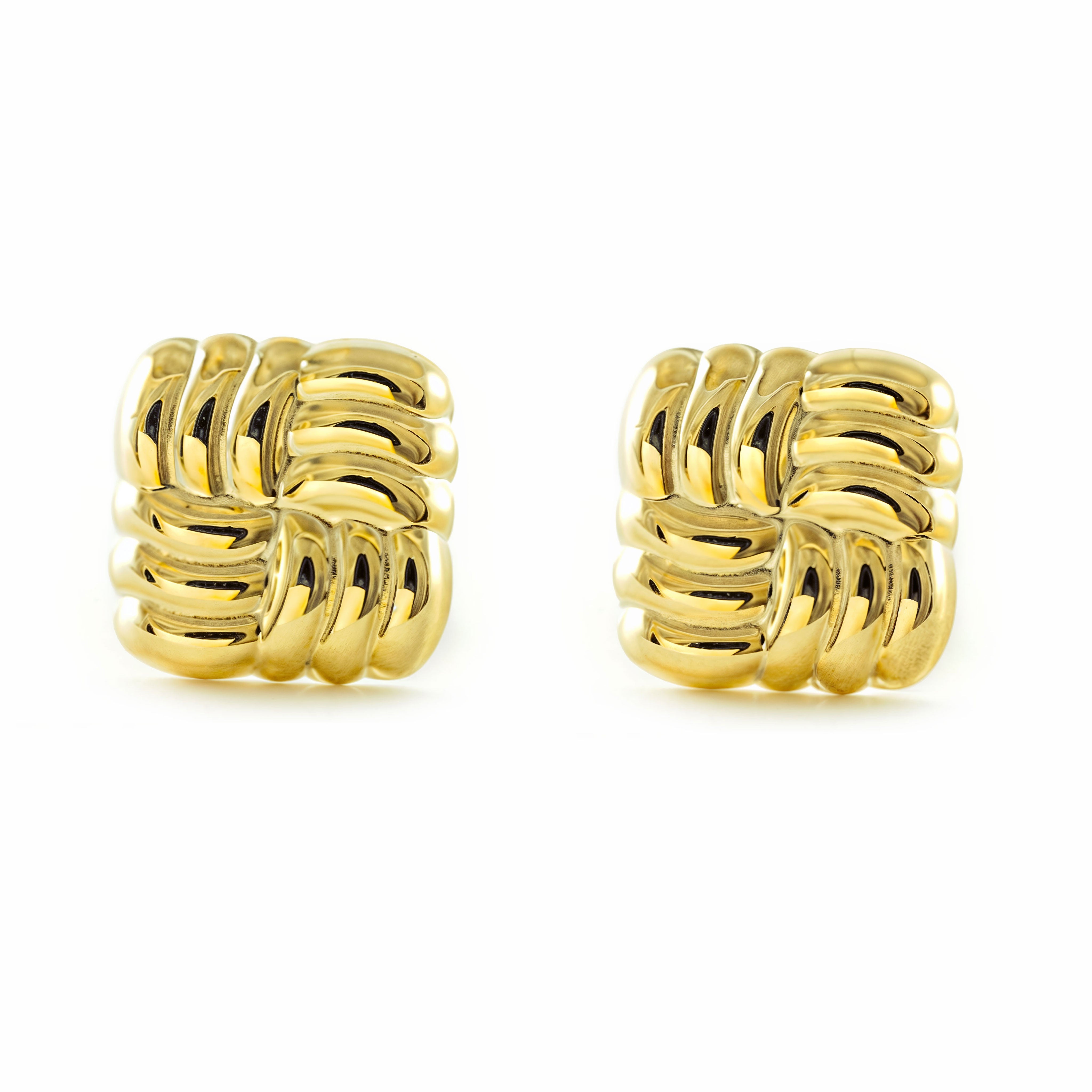 Orecchini in oro giallo 9 carati (9 K) Anelli quadrati intagliati 14 x Orecchini in oro giallo 9 carati (9 K) Anelli quadrati intagliati 14 x