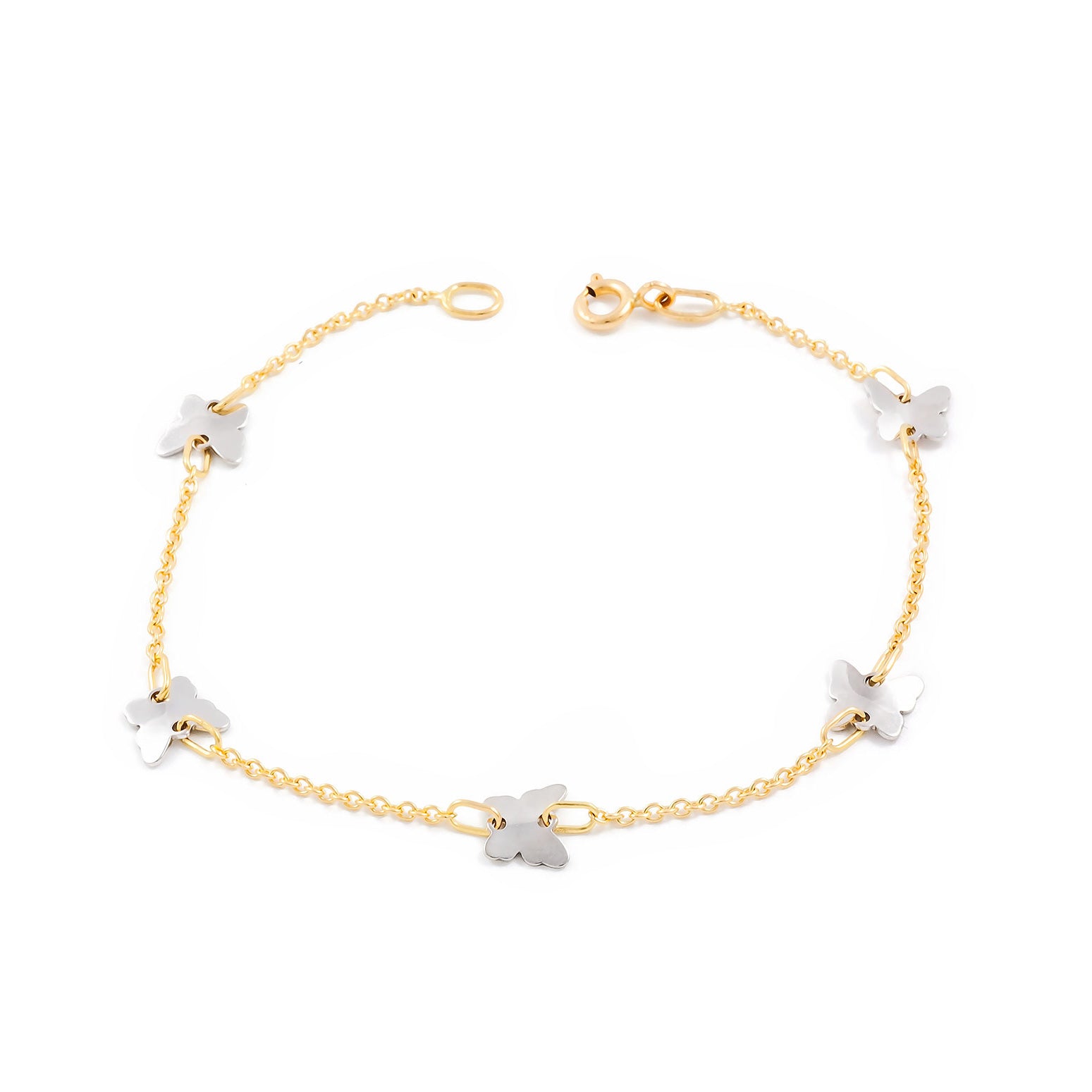 Bracciale Bambina Oro 750 Bicolore Con Farfalle