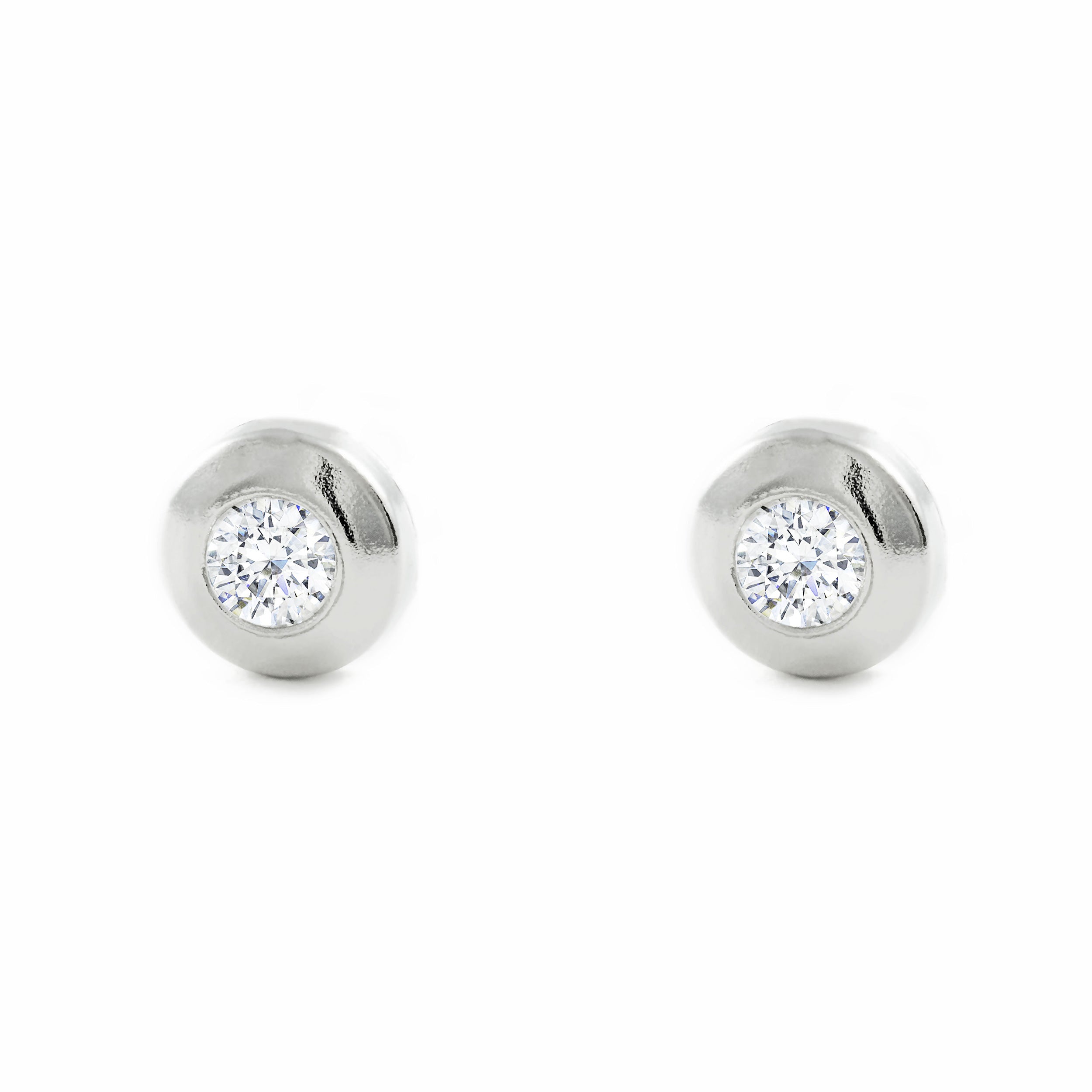 Mondepetit - Orecchini Rotondo Zircone 3 mm Argento Sterling 925 brillante - Scatola Regalo