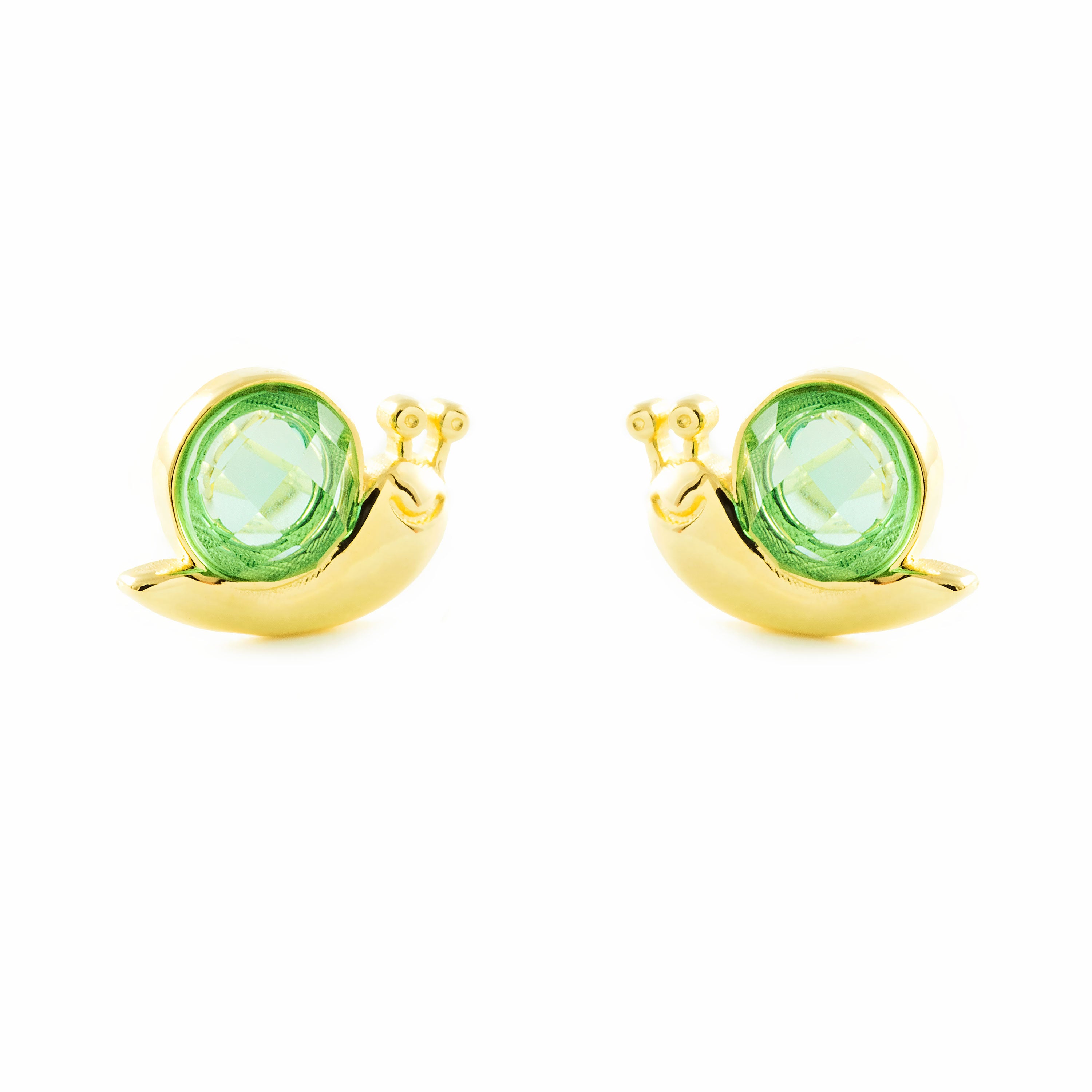 Orecchini ragazza Lumaca Peridoto Oro Giallo 9K - Certificato di