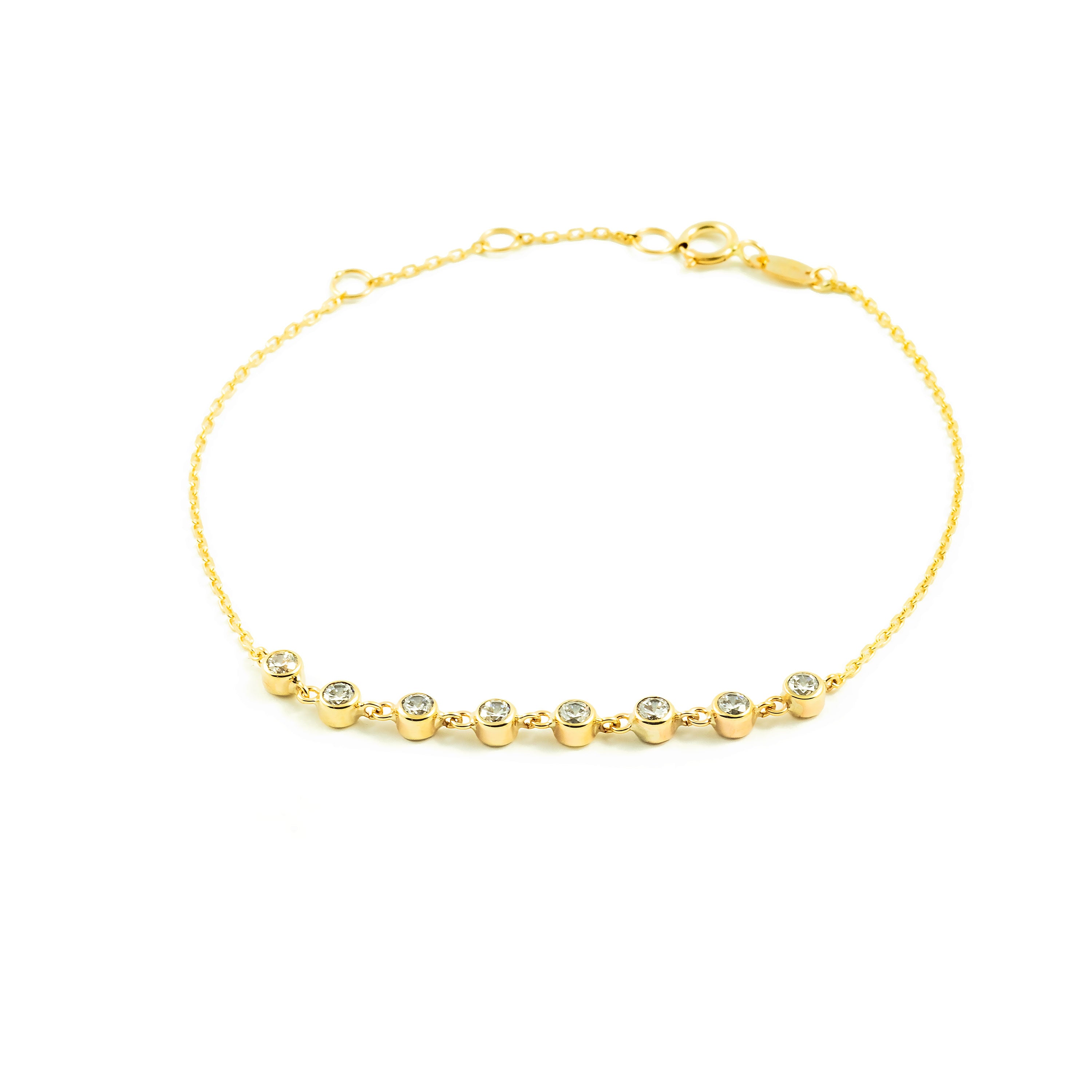 Bracciale Oro Giallo 9K Con Cuori E Zirconi – Monde Petit, 18 Cm, Regalo Con Scatola