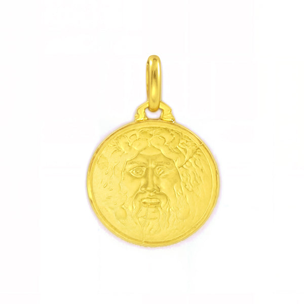 Medaglia ragazza donna oro Giallo 18K rotonda Bocca della Verità 14 mm opaco e lucido