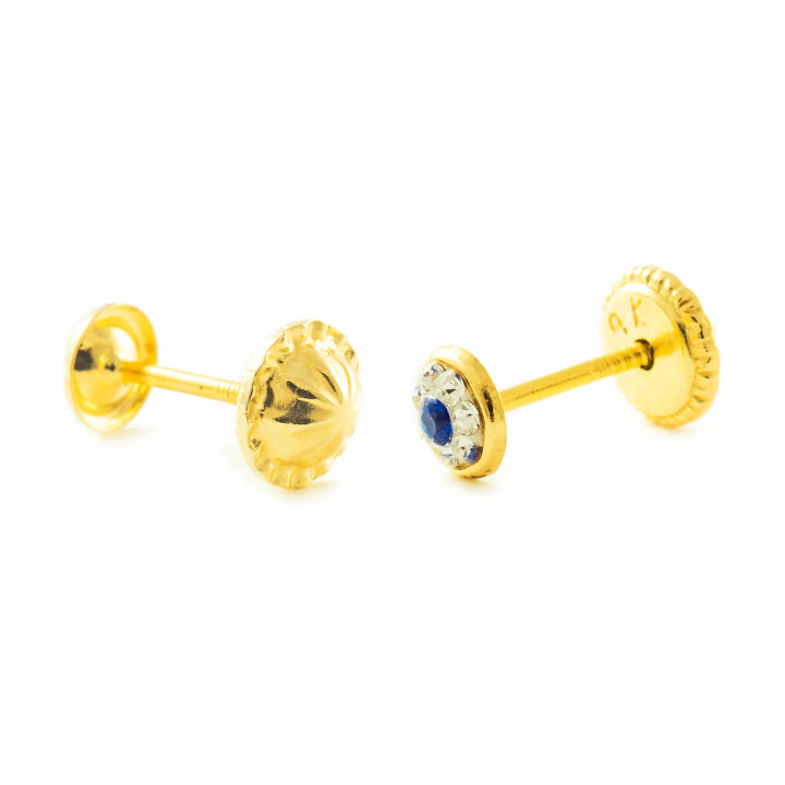 Orecchini Bambini-Ragazza Oro Giallo 9K Rotondo Zircone Brillante Orecchini Bambini-Ragazza Oro Giallo 9K Rotondo Zircone Brillante