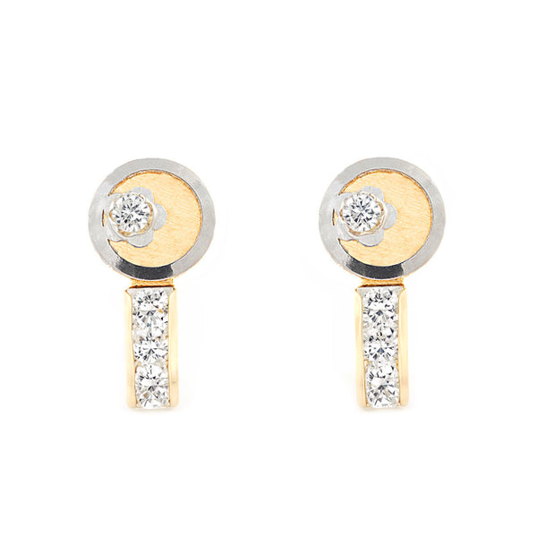 Orecchini ragazza Rotondo Zircone Bicolore 18K