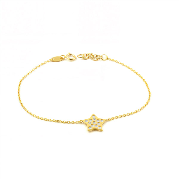 Bracciale Donna Oro Giallo 9K Stella Zircone Brillante 17 cm