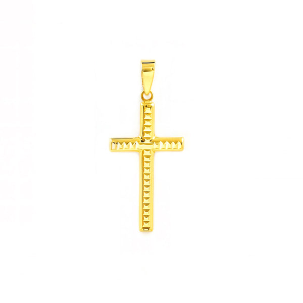 Croce Oro Giallo 18K Rettangolare Lucido e Intagliato 21 x 13 mm