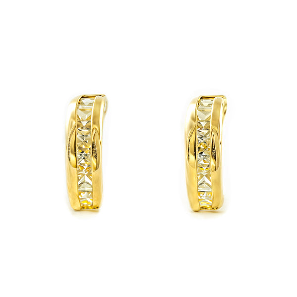 Pendientes Niña Mujer oro Amarillo 9K Arquillo Arco Piedra Circonita Brillo