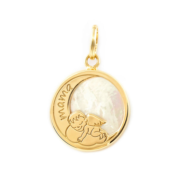 Pendente ciondolo brillante Angelo Madreperla Oro Giallo 9K