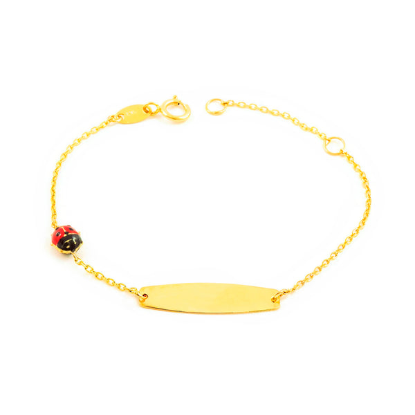 Bracciale Ragazza Oro Giallo 9K Smalto Schiava Farfalla Rosso-Nero Brillante 14 cm