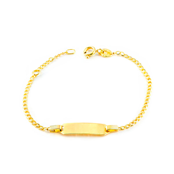 Bracciale Bambina Oro Giallo 9K Personalizzato Schiava Barbata Brillante 14 cm