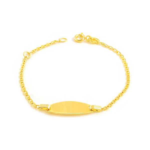 Bracciale Bambina Oro Giallo 18K Personalizzato Schiava Ancora Brillante 14 cm