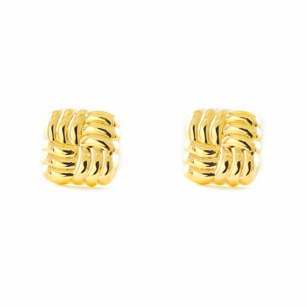 Pendientes Niña Mujer oro Amarillo 9K Cuadrado Brillo
