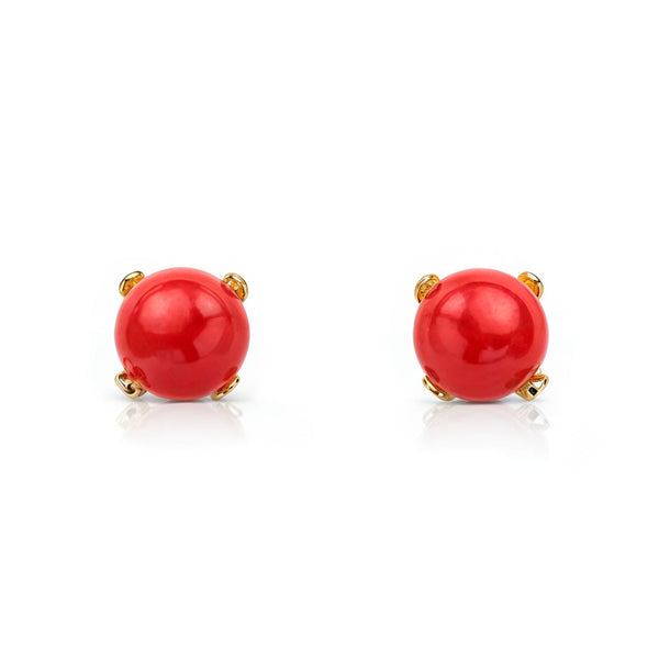 Orecchini bambini Corallo 3 mm Oro Giallo 18K