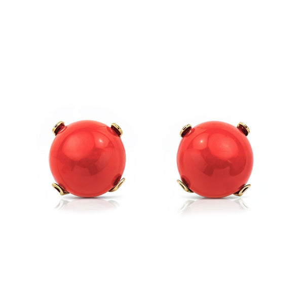 Orecchini ragazza Corallo 5 mm Oro Giallo 18K