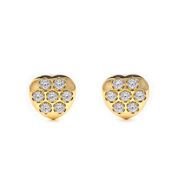 Orecchini ragazza Cuore Zircone Oro Giallo 18K