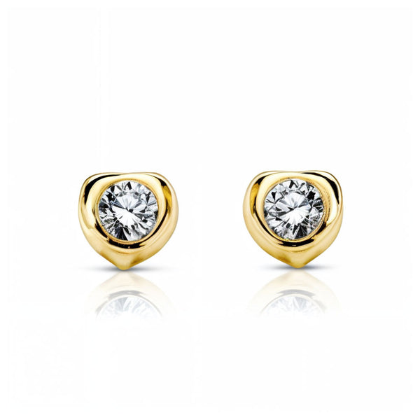 Orecchini bambini Cuore Zircone 3 mm Oro Giallo 18K