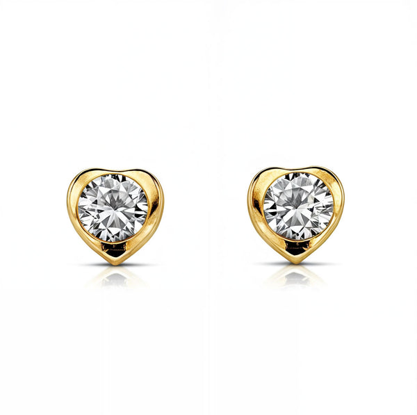 Orecchini ragazza Cuore Zircone 4 mm Oro Giallo 18K