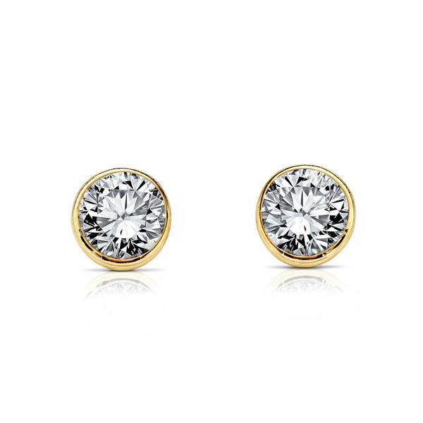 Orecchini ragazza Rotondo Zircone 4,75 mm Oro Giallo 18K