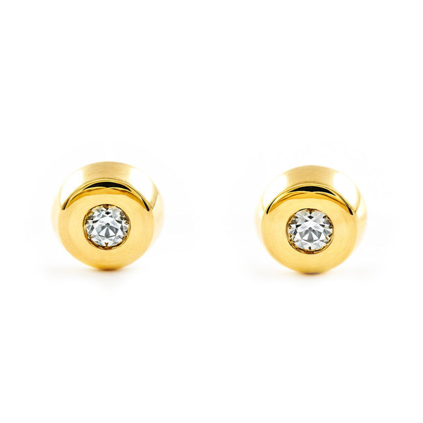 Orecchini bambini Rotondo Zircone Oro Giallo 18K