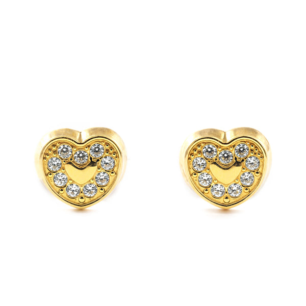 Orecchini ragazza Cuore Zircone Oro Giallo 9K