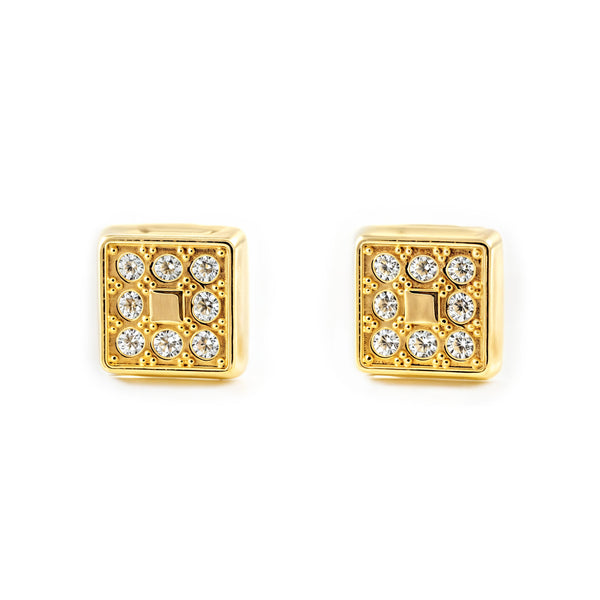 Orecchini ragazza Quadrato Zircone Oro Giallo 18K