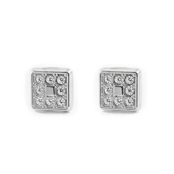 Orecchini ragazza Quadrato Zircone Oro Bianco 18K