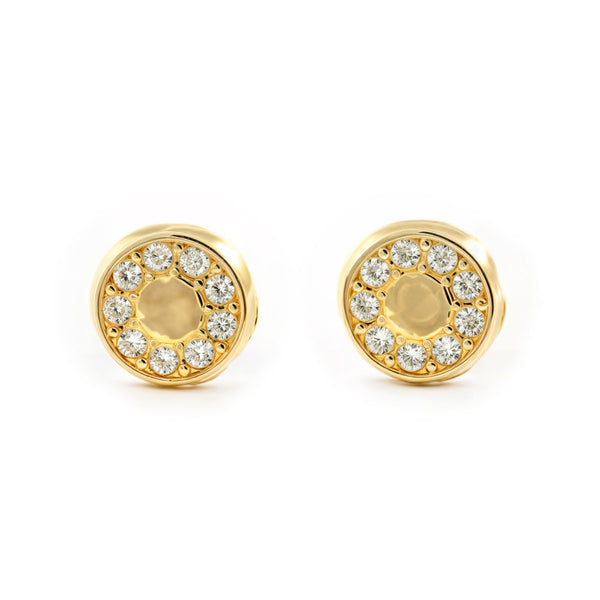 Orecchini ragazza Rotondo Zircone Oro Giallo 18K