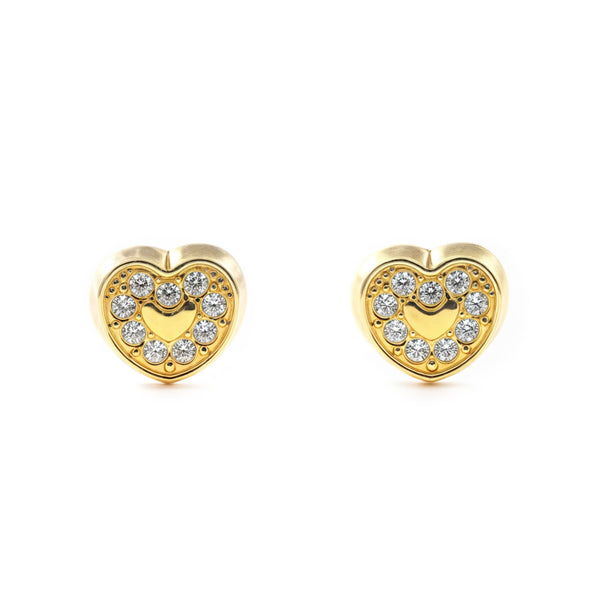 Orecchini bambini Cuore Zircone Oro Giallo 9K