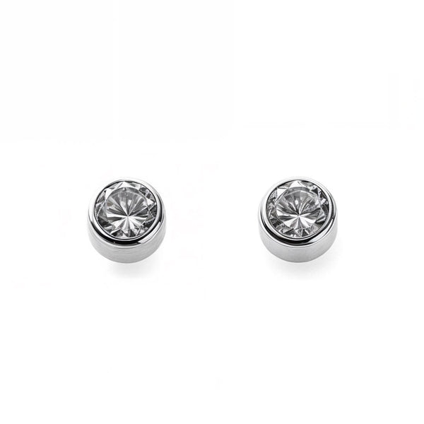 Orecchini bambini Rotondo Zircone 2,75 mm Oro Bianco 9K