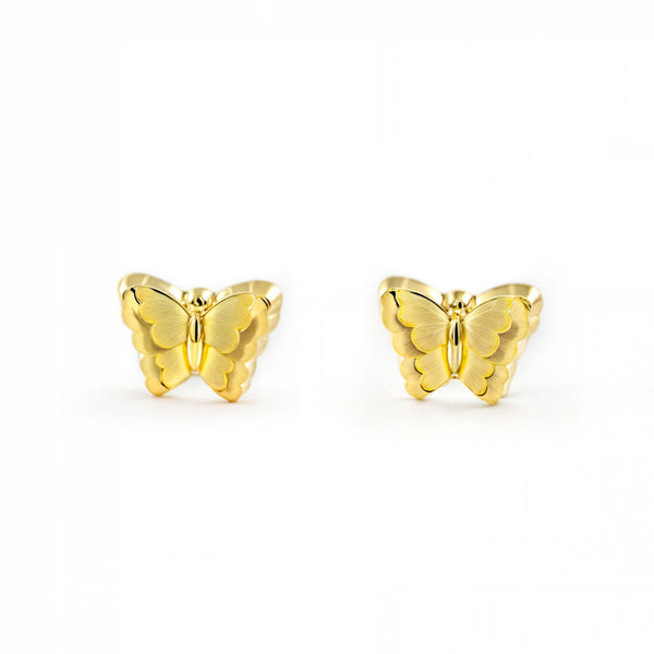 Orecchini bambini Farfalla Oro Giallo 18K opaca e brillante