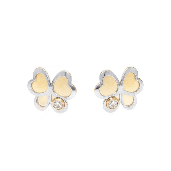 Orecchini ragazza Farfalla Zircone Bicolore 18K opaca e brillante