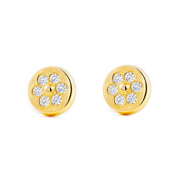 Orecchini ragazza donna Rotondo Zircone Oro Giallo 18K