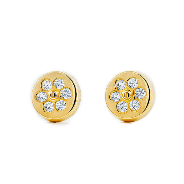 Orecchini ragazza Rotondo Zircone Oro Giallo 18K