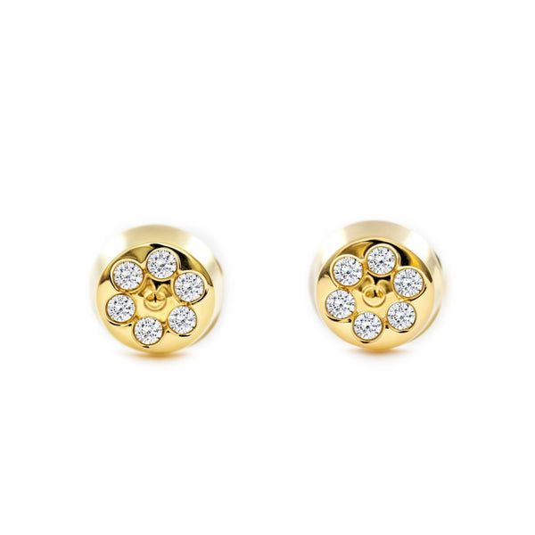 Orecchini bambini Rotondo Zircone Oro Giallo 18K