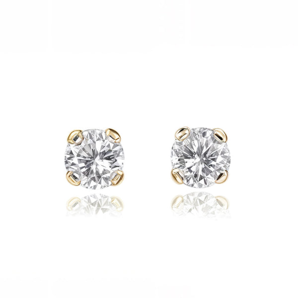 Orecchini bambini Zircone 3 mm Oro Giallo 18K