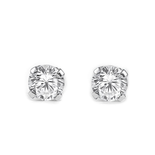 Orecchini bambini Zircone 3 mm Oro Bianco 18K