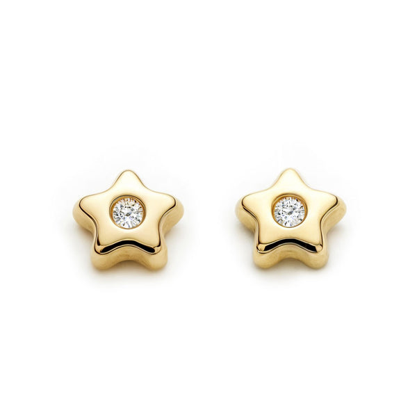Orecchini bambini ragazza Stella Zircone Oro Giallo 18K
