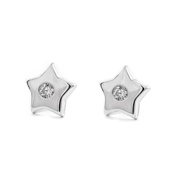 Orecchini ragazza donna Stella Zircone Oro Bianco 9K