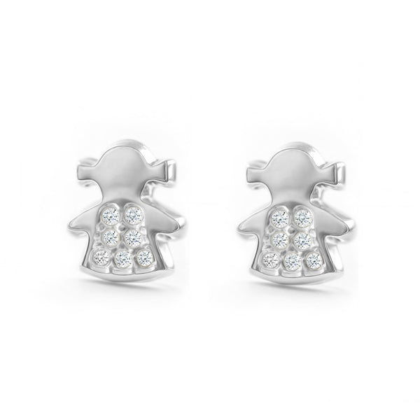 Orecchini ragazza Ragazza Zircone Oro Bianco 18K