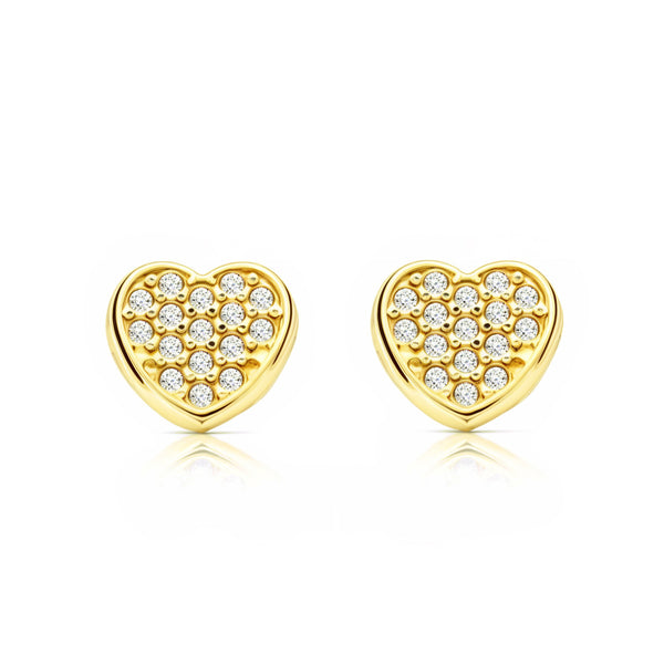 Orecchini ragazza Cuore Zircone Oro Giallo 9K