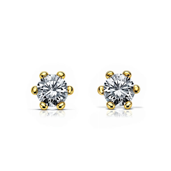 Orecchini ragazza Zircone 4 mm Oro Giallo 18K