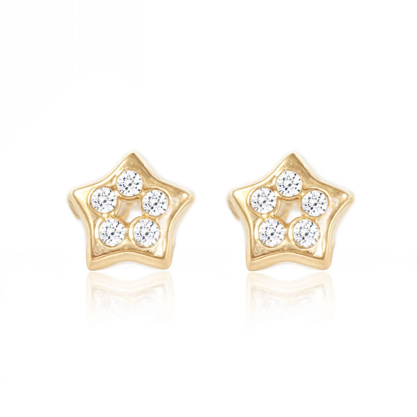 Orecchini bambini Stella Zircone Oro Giallo 9K