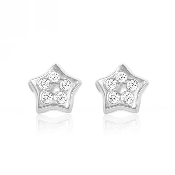 Orecchini bambini Stella Zircone Oro Bianco 18K