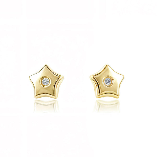 Orecchini bambini Stella Zircone Oro Giallo 18K