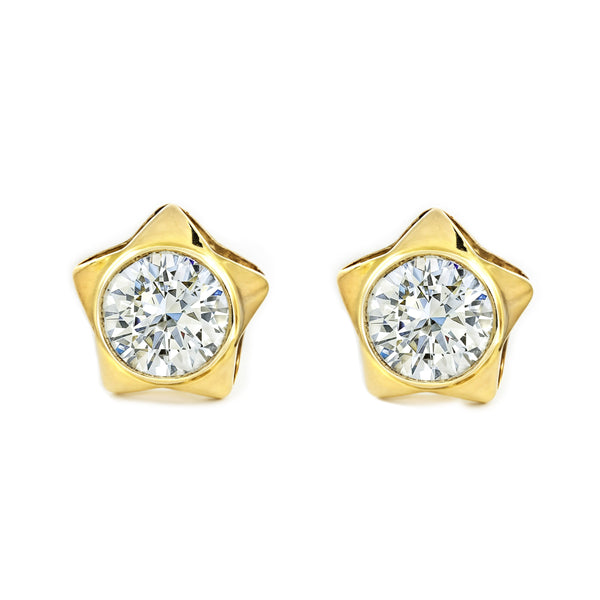 Orecchini ragazza donna Stella Zircone Oro Giallo 9K