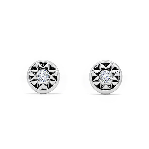 Orecchini bambini Rotondo Zircone Oro Bianco 18K