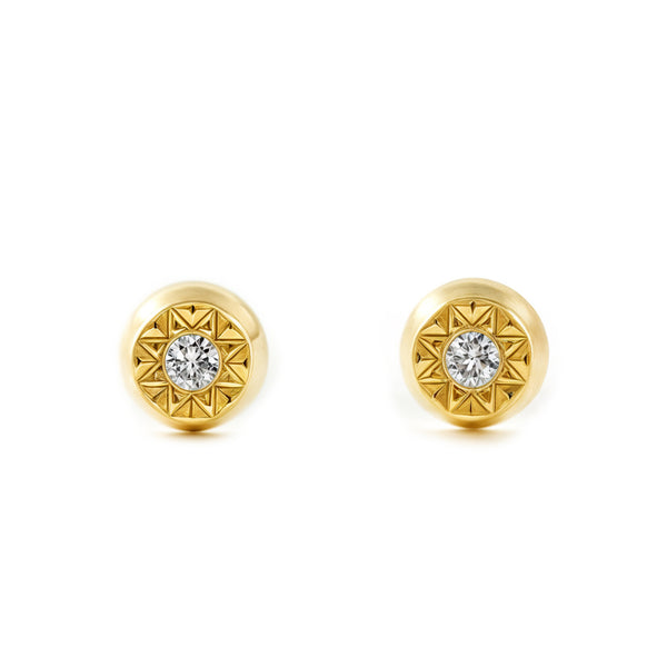 Orecchini bambini Rotondo Zircone Oro Giallo 18K
