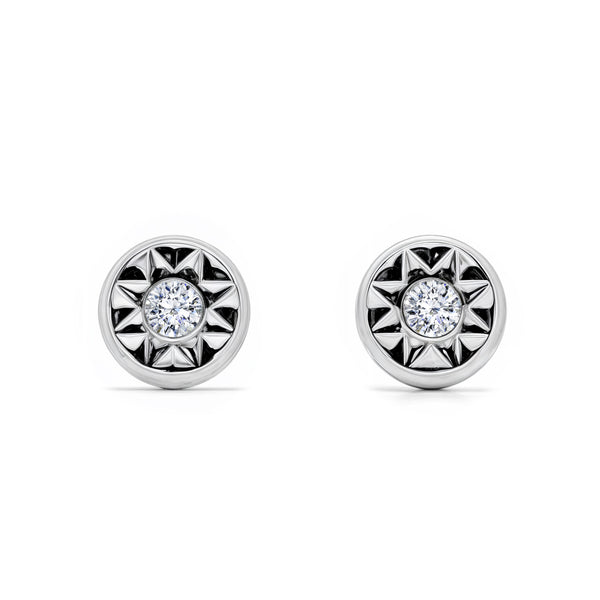 Orecchini bambini ragazza Rotondo Zircone Oro Bianco 18K